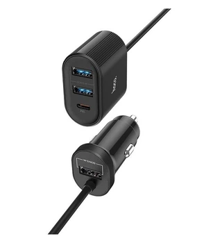 Адаптер автомобільний Hoco Companheiro Front and Rear Seat Z35 |3USB/1Type-C,PD3.0/QC3.0, 3A| чорний