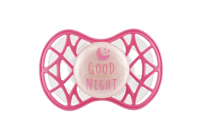 Пустушка симетричної форми Nuvita Air55 Cool GOOD NIGHT Рожева світиться в темряві від 6 місяців (NV7085GM)