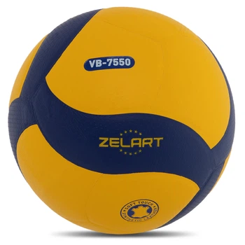 Мяч волейбольный ZELART VB-7550 №5 PU клееный желтый-синий