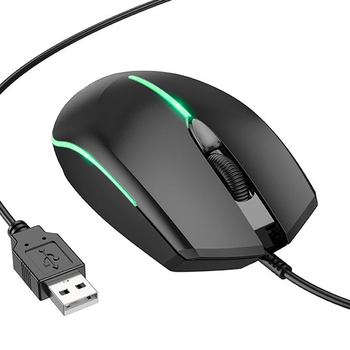 Проводная Мышь BOROFONE BG10 с подсветкой |USB, 1.5M, 1000dpi| Мышка для ПК и Ноутбуков | Черная