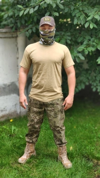 Военная футболка хлопок SINGLE SWORD койот XXL