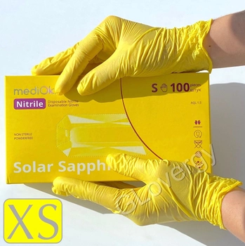 Перчатки нитриловые Mediok Solar Sapphire размер XS желтого цвета 100 шт