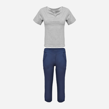 Piżama (T-shirt + bryczesy) DKaren Set Erna S Grey/Navy Blue (5901780674335)