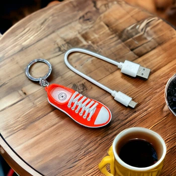 Usb запальничка брелок Кед з ліхтариком поморанчевого кольору