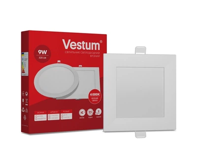 Светильник LED врезной квадратный Vestum 9W 4000K 220V 1-VS-5203