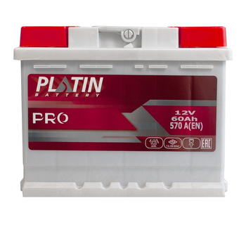 Автомобильный аккумулятор PLATIN Pro MF 60Ah 570A R+