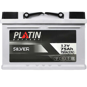 Автомобильный аккумулятор PLATIN Silver 75Ah 750A R+ (правий +) h=175mm