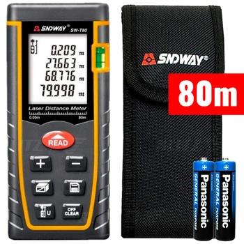 Лазерный дальномер SNDWAY 80М с уровнем + чехол+ батарейки