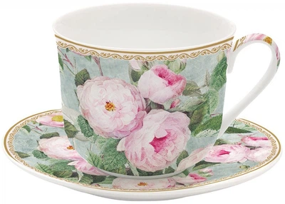 Чашка для завтрака с блюдцем Easy Life (R2S) Roses in Bloom 400мл R1454#ROBL