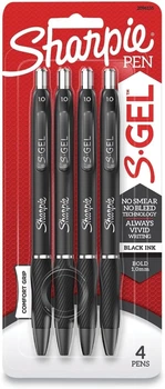 Набор гелевых ручек 4 шт автоматических Sharpie S-Gel, ‎Bold Black Gel Ink Черный 1 мм (‎2096155)