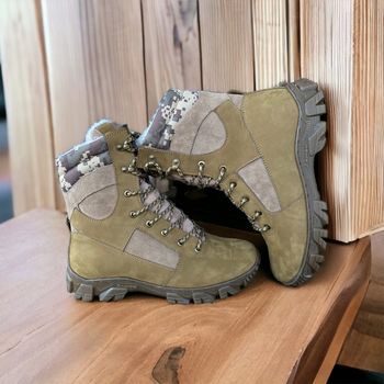 Берці черевики теплі Зима до - 25 Койот натуральна гідрофобна шкіра + натуральна шерсть посилена п'ята та носок 40