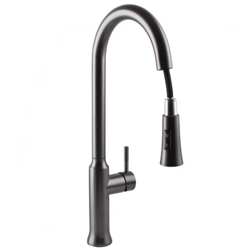 Смеситель кухонный Globus Lux ALPEN SBT1-2033-GP с выдвижным изливом черная сталь pvd