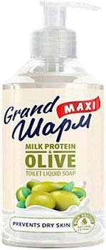 Жидкое крем-мыло "Молочный протеин и олива" Grand Шарм Maxi Milk Protein & Olive Toilet Liquid Soap 500ml (860120-786594-2)