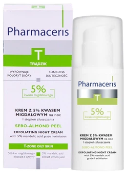 Ночной крем-пилинг с 5% миндальной кислотой Pharmaceris T Sebo-Almond-Peel Exfoliting Night Cream 50ml (677271-597284-2)