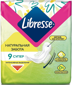 Гігієнічні прокладки, 9шт - Libresse Natural Care Ultra Super 9шт (9шт) (940984-1197178-2)