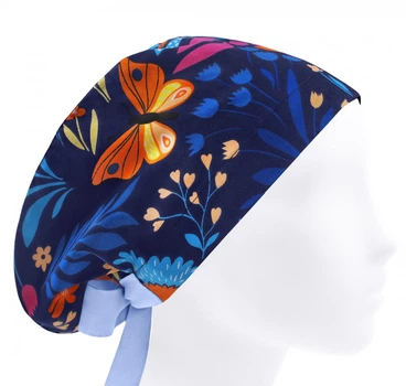 Медицинская шапочка женская HeadwearUniverse универсальная принт Бабочки в цветах