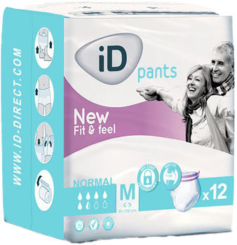 Труси-підгузки для дорослих Id Pants Normal Fit y Feel M Mediano 12 шт (5414874009567)