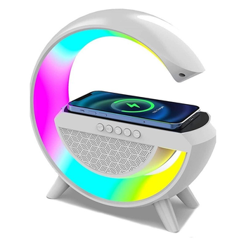 Беспроводная Bluetooth Колонка Borofone DR08 с Беспроводной Зарядка Телефона |RGB,BT 5.1,AUX,TF,USB, 3h| Белая