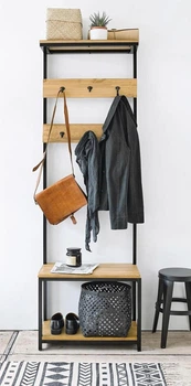 Дизайнерская Напольная вешалка в стиле Loft Design 60x30x180h Черный/Дерево ATL081