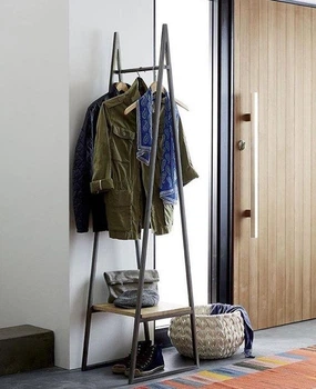 Дизайнерская Напольная вешалка в стиле Loft Design 50x40x180h Черный/Дерево ATL367