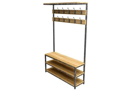 Дизайнерская Напольная вешалка в стиле Loft Design 110x30x180h Серый/Дерево ATL120