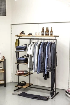 Дизайнерская Напольная вешалка в стиле Loft Design 120x50x170h Черный/Дерево ATL399