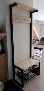 Дизайнерская Напольная вешалка в стиле Loft Design 80x40x180h Черный/Дерево ATL389