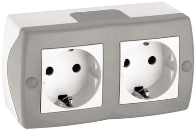 Розетка подвійна із заземленням Mono Electric OCTANS IP20 сіра