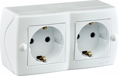 Розетка подвійна із заземленням Mono Electric OCTANS IP20 білий