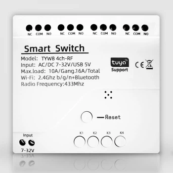 Чотириканальне WIFI реле з сухим контактом 7-32V(AC/DC) Tuya smart