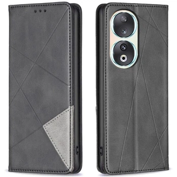 Чехол-книжка с кармашками UniCase Geometric Pattern для Honor 90 - Black