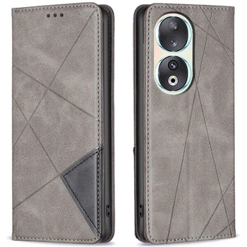 Чехол-книжка с кармашками UniCase Geometric Pattern для Honor 90 - Grey