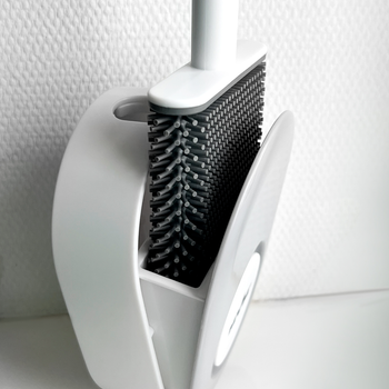 Йоржик для унітазу МВМ MY HOME BP-34 WHITE/GRAY з силіконовою щіткою клейкий настінний біло-сірий