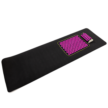 Набір для йоги 3в1 Килимок для йоги + Масажний килимок Аплікатор Кузнєцова + валик OSPORT Set 30 (n-0061) Чорно-рожевий