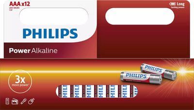 Алкалиновые батарейки Philips Power Alkaline AAA 12 шт (LR03P12W/10)