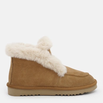 Жіночі уггі низькі шкіряні з хутром Restime YWZ23004 36 24 см Camel (2036000097021)