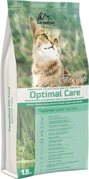 Сухий корм для дорослих кішок 1-7 років Carpathian Pet Food Optimal Care з куркою та морським окунем, 1.5 кг