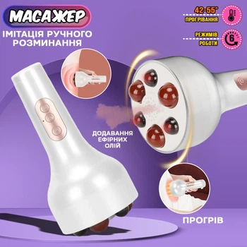 Ручной массажер для живота и тела Roller KNEADING 18W с имитацией человеческого разминания Белый