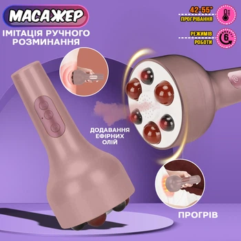 Ручной массажер для живота и тела Roller KNEADING 18W с имитацией человеческого разминания Бежевый
