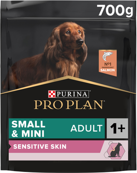 Сухой корм Purina PRO PLAN Small&Mini Adult 1+ Sensitive Skin для взрослых собак мелких пород с чувствительной кожей, с лососем 700 г (7613035120808)