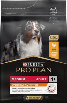 Сухой корм Purina PRO PLAN Medium Adult 1+ Everyday Nutrion для взрослых собак средних пород, с курицей 3 кг (7613035114807)
