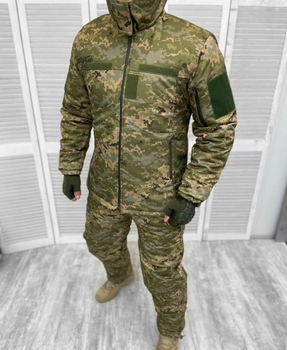 Армейский зимний водонепроницаемый костюм Softshell (куртка и штаны) на флисе и синтепоне (Камуфляж Пиксель) L