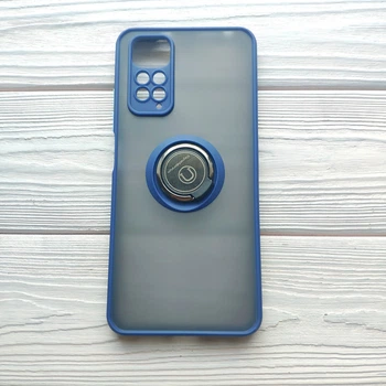 Чехол Armor Ring для Xiaomi Redmi Note 11 / Note 11S противоударный c кольцом Синий