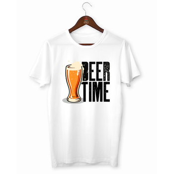 Футболка біла з оригінальним принтом "Beer time. Час пива" Push IT S