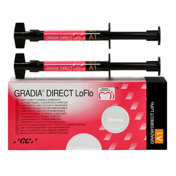 GRADIA DIRECT LoFlo текучий композит світлового затвердіння шприц (A1), 2x1.5 г, насадки