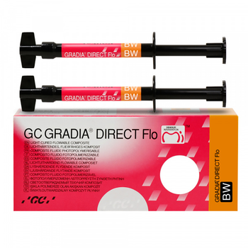 GRADIA DIRECT Flo текучий композит светового отверждения шприц (BW), 2x1.5 г, насадки