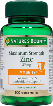 Suplement diety Nature's Bounty Zinc Maximum Strength 25mg 100 Tablets (74312004247)