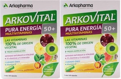 Комплекс вітамінів та мінералів Arkopharma Arkovital Pure Energy Senior 50+ 2х60 капсул (8428148462603)
