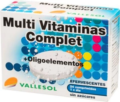 Комплекс вітамінів та мінералів Vallesol Multivitamins Complet+ Мікроелементи шипучі 24 таблетки (8424657740119)