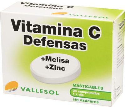 Kompleks witamin i minerałów Vallesol Vitamin C + Lemon Balm + Zinc 24 Tablets (8424657740218)